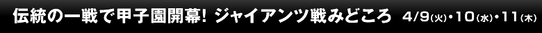 伝統の一戦で甲子園開幕！ ジャイアンツ戦みどころ