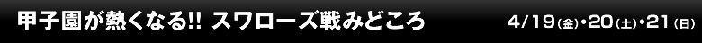 甲子園が熱くなる！！ スワローズ戦みどころ