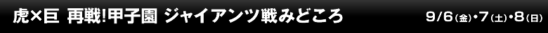 虎×巨 首位決戦! ジャイアンツ戦みどころ