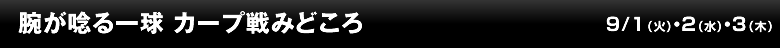 腕が唸る一球 カープ戦みどころ