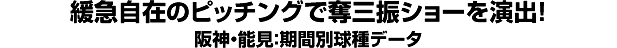 緩急自在のピッチングで奪三振ショーを演出！ 阪神・能見：期間別球種データ