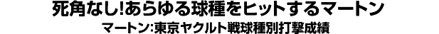 死角なし！あらゆる球種をヒットにするマートン　マートン：東京ヤクルト戦球種別打撃成績