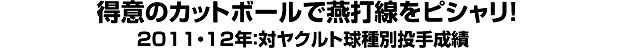“得意のカットボールで燕打線をピシャリ！＜2011・12年：対ヤクルト球種別投手成績＞