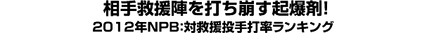 相手救援陣を打ち崩す起爆剤！＜2012年NPB：対救援投手打率ランキング＞
