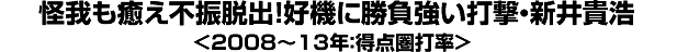 怪我も癒え不振脱出！好機に勝負強い打撃・新井貴浩＜2008～13年：得点圏打率＞
