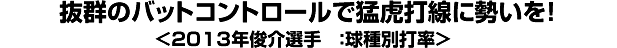 抜群のバットコントロールで猛虎打線に勢いを！＜2013年俊介選手　：球種別打率＞